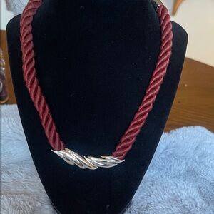 Sarah Coventry Burgundy and Silver Necklace